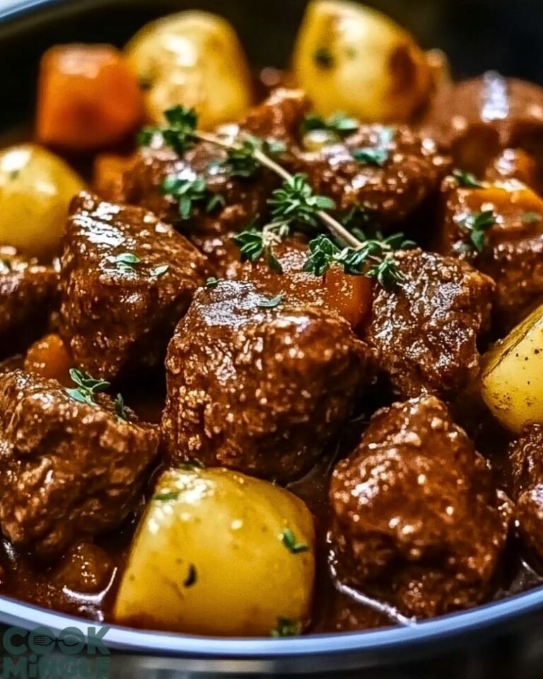 Slow Cooker Garlic Butter Beef Bites & Potatoes