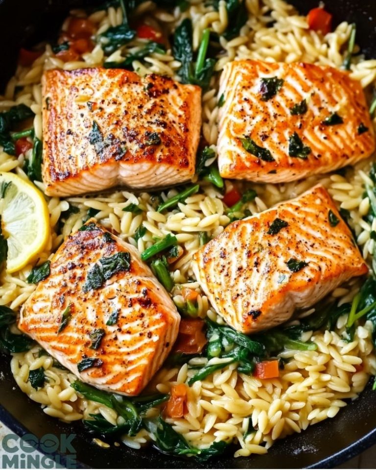 One Skillet Salmon with Lemon Orzo