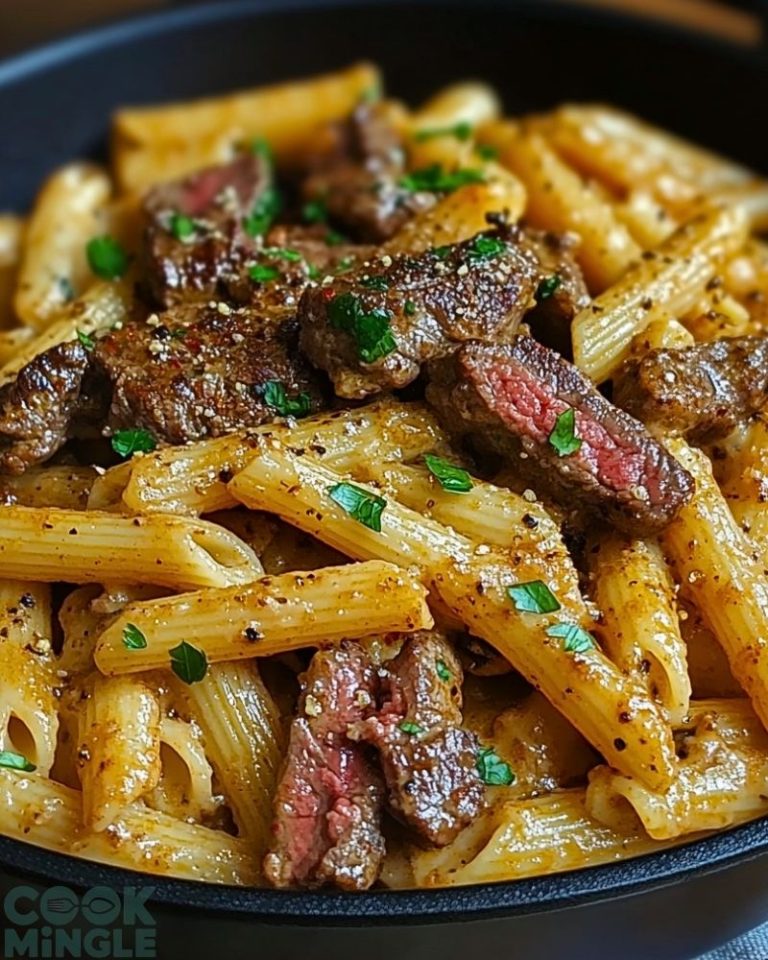 Creamy Cajun Spicy Garlic Butter Steak Pasta Skillet