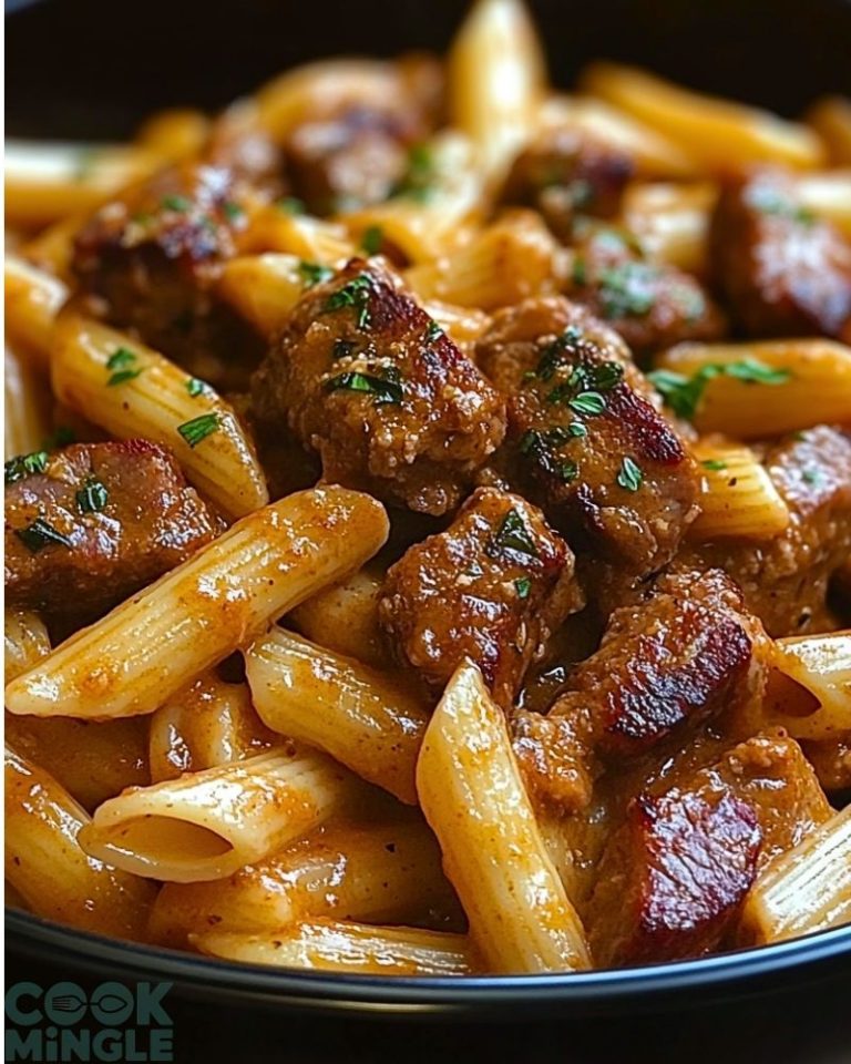 One-Pot Creamy Cajun BBQ Steak & Sausage Penne