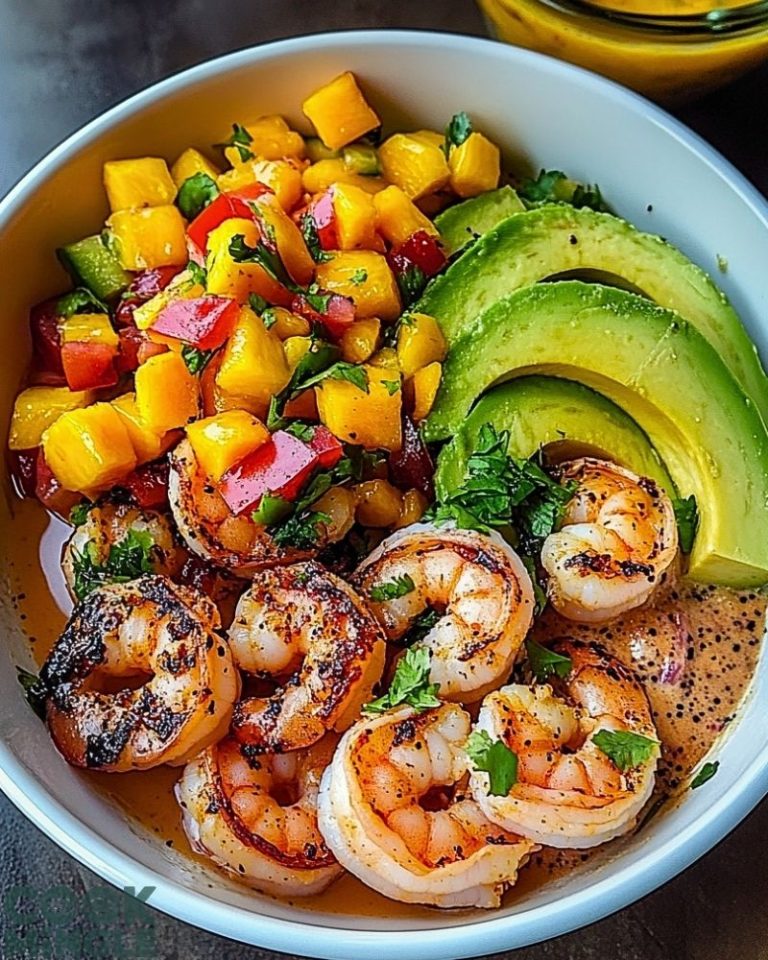 Shrimp and Avocado Bowls with Mango Salsa & Lime-Chili Sauce