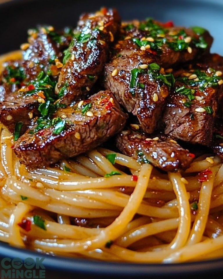 Sweet and Spicy Garlic Steak Pasta