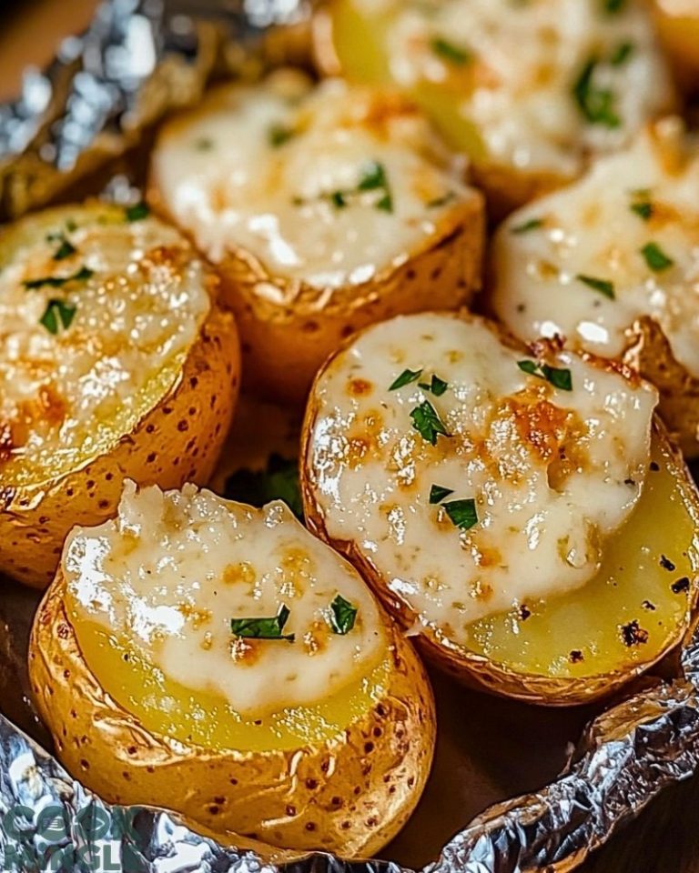 Baked Potatoes in Foil with Parmesan Ranch Sauce