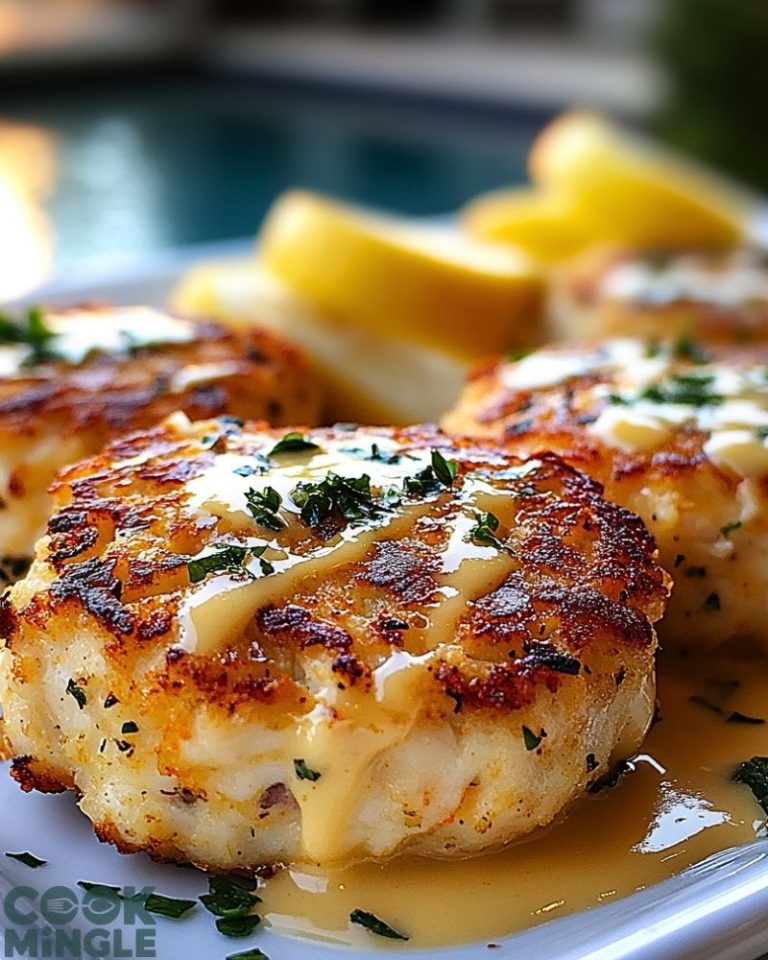 Cheddar Bay Crab Cakes with Lemon Butter Drizzle