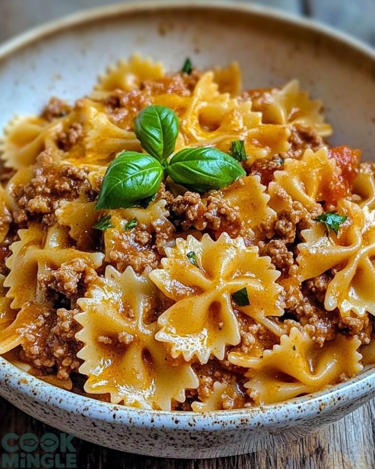 Cheesy Bowtie Pasta with Ground Beef