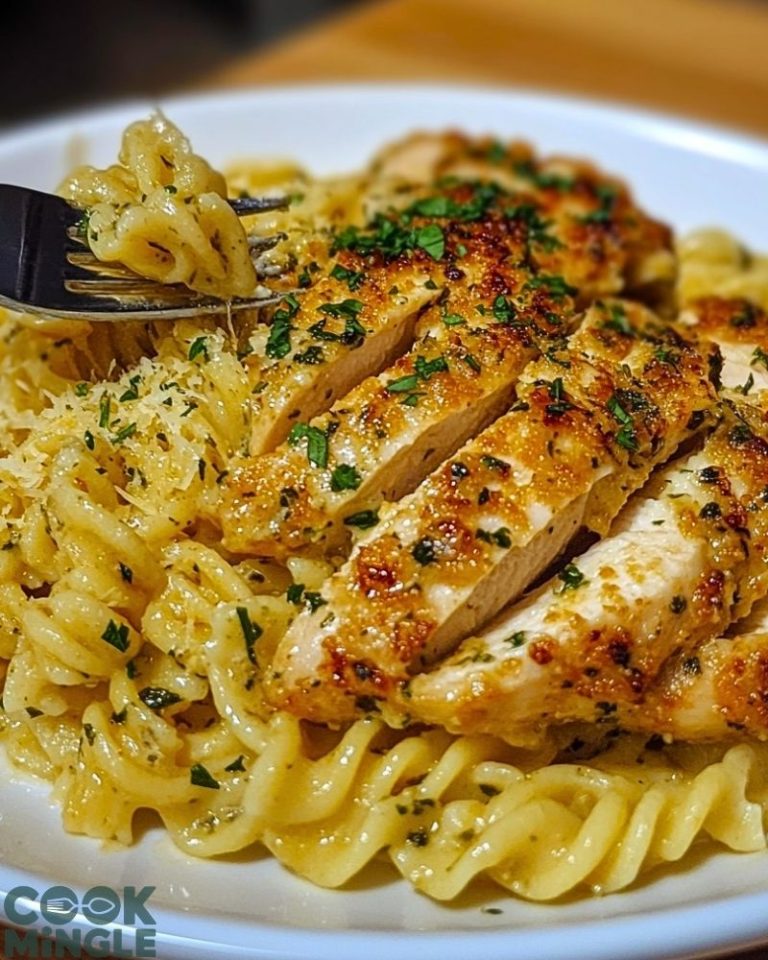Creamy Garlic Parmesan Chicken with Cheesy Twisted Pasta
