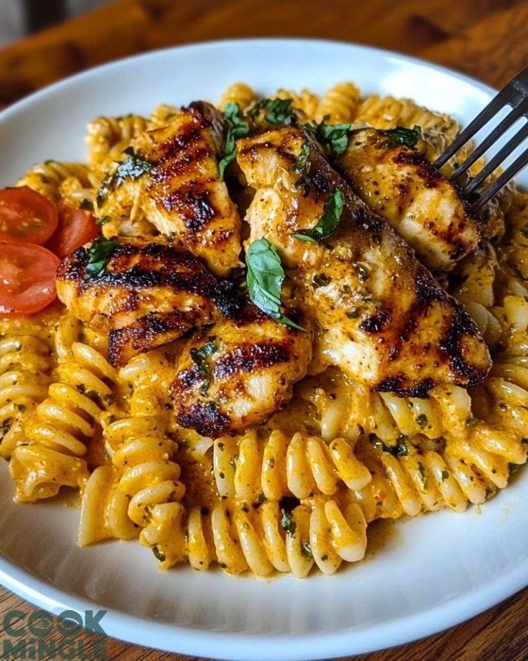 Garlic Butter Chicken over Cheesy Cajun Rotini