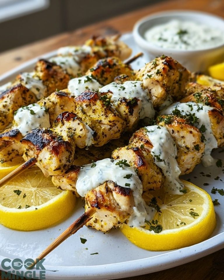 Greek Lemon Chicken Skewers with Tzatziki Sauce
