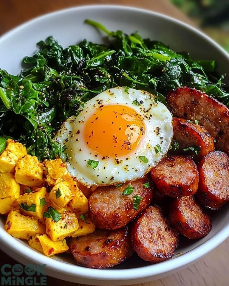 Savory Breakfast Power Bowl with Sausage, Eggs & Greens