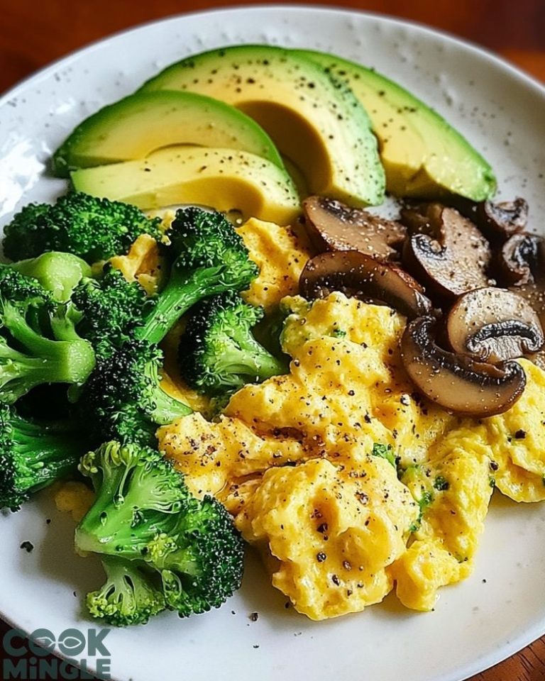 Scrambled Eggs with Broccoli, Mushrooms & Avocado