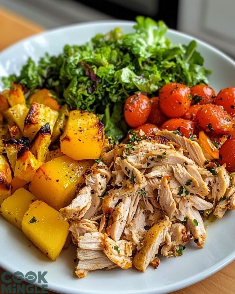 Shredded Chicken Plate with Roasted Veggies & Salad
