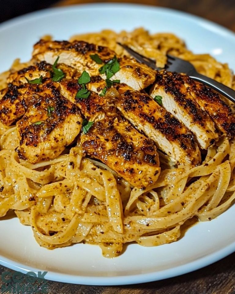 Spicy Cajun Chicken Linguine in Creamy Garlic Parmesan Sauce