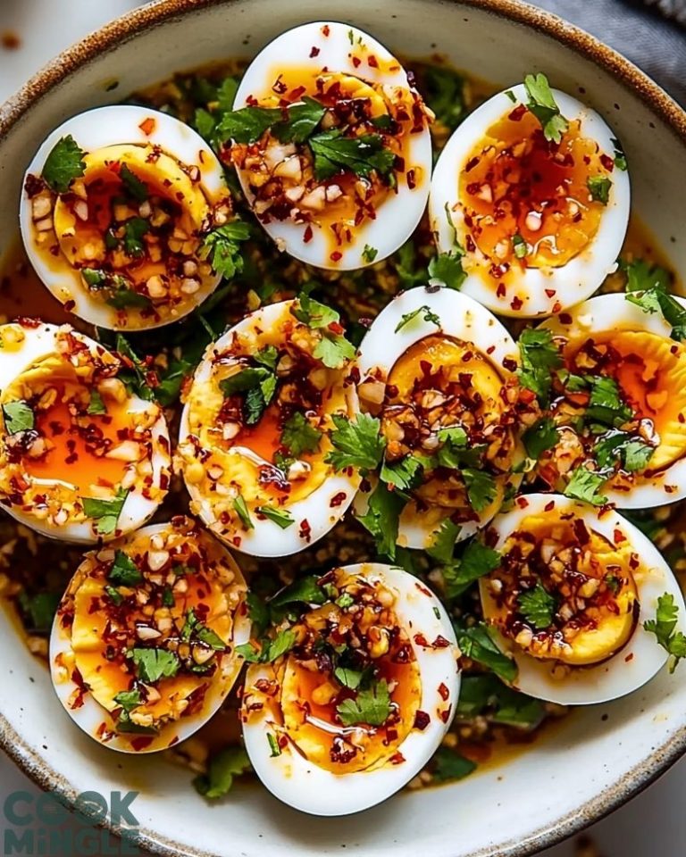 Spicy Chili Garlic Deviled Eggs