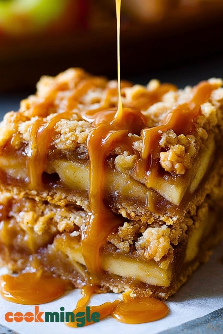 Apple Pie Bars with Salted Peanut Butter Caramel
