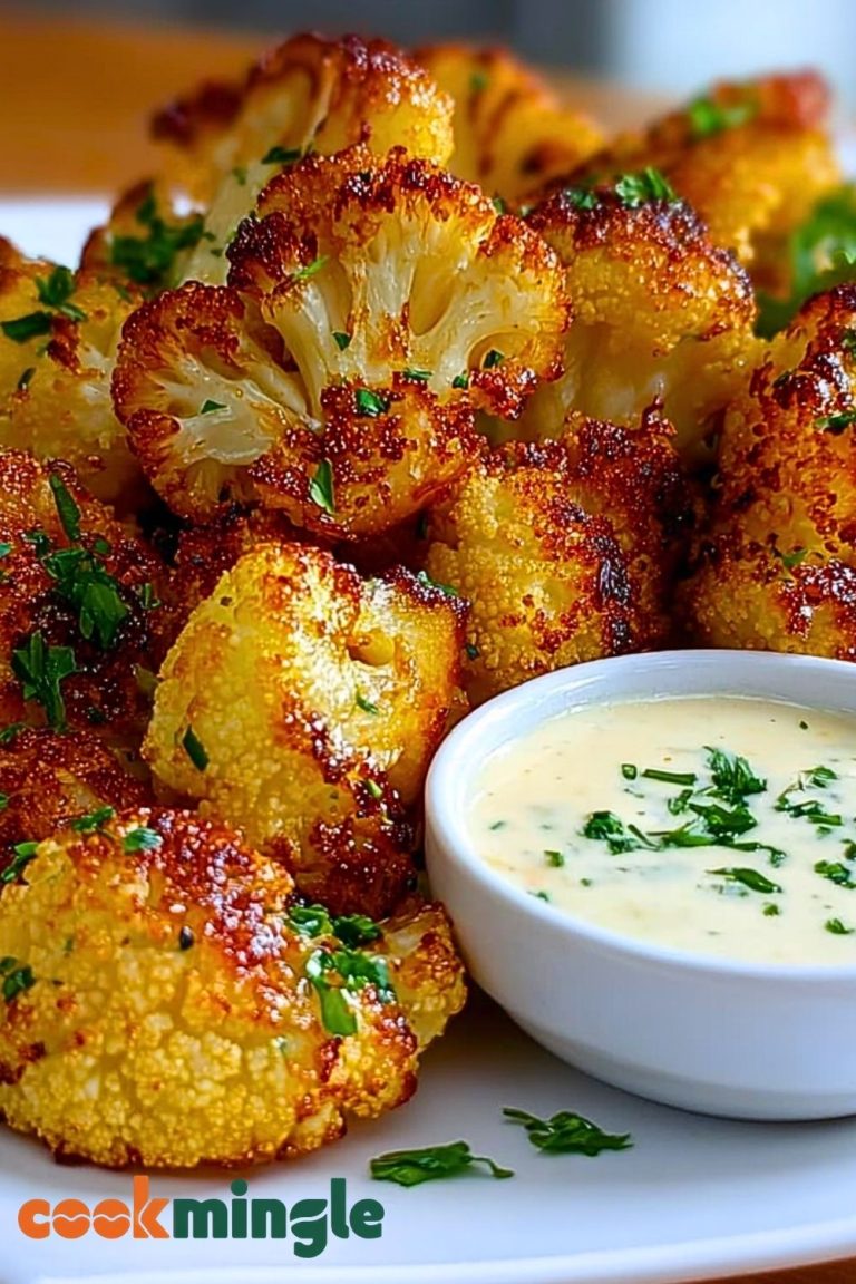 Crispy Baked Cauliflower Bites with Garlic Sauce