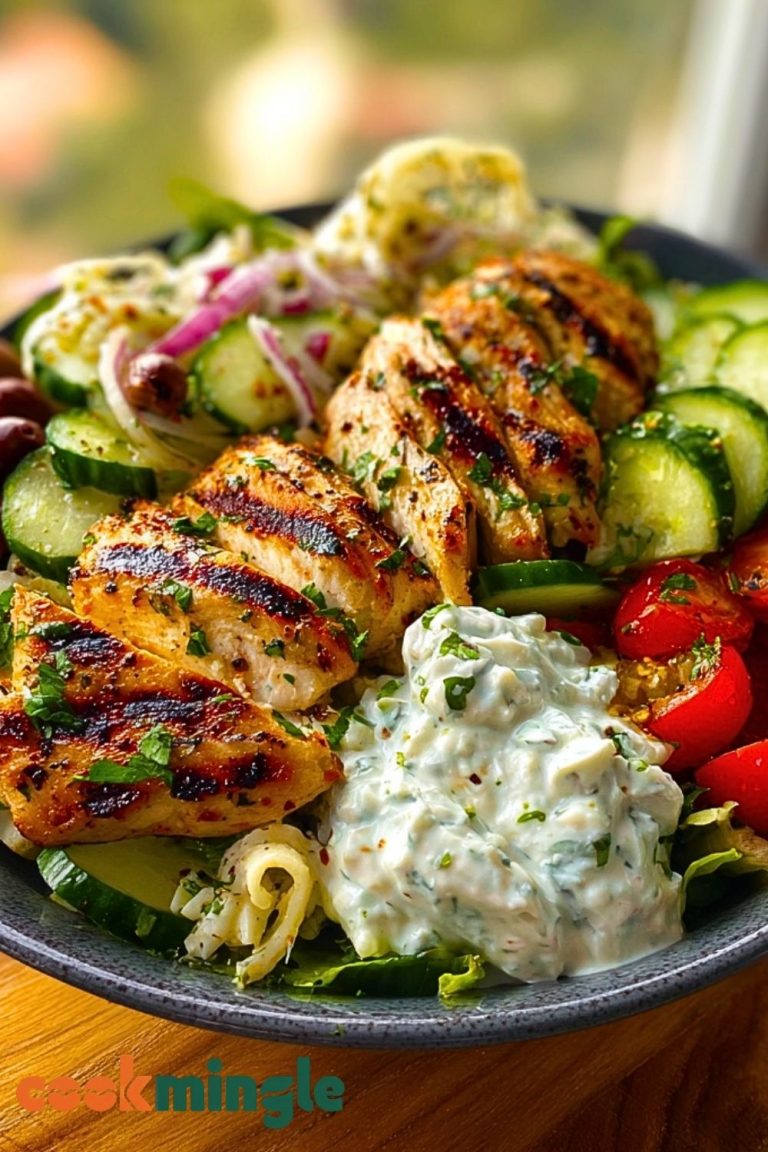 Grilled Chicken Greek Salad with Tzatziki - Cook Mingle