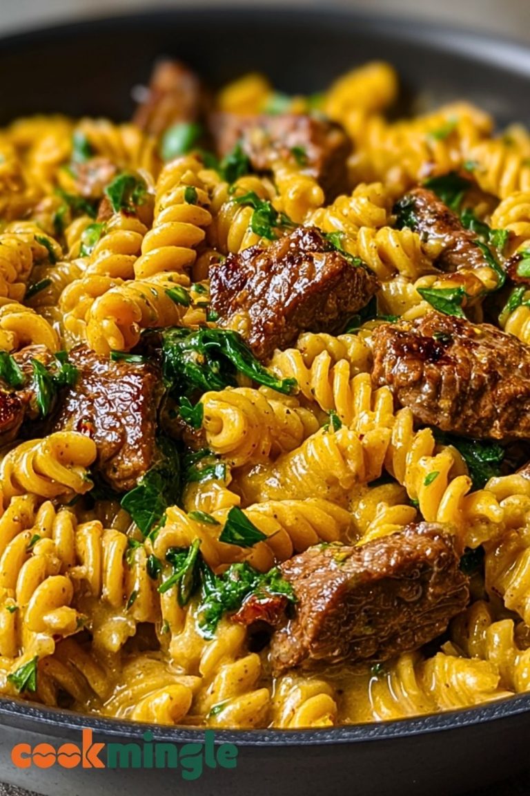One-Pot Creamy Spicy Garlic Butter Steak & Pasta