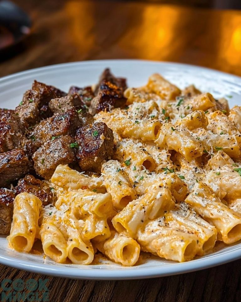 Spicy Cajun Steak Rigatoni with Cheesy Parmesan