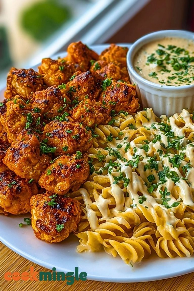 Buffalo Garlic Chicken Bites & Ranch Cajun Alfredo Twisted Pasta