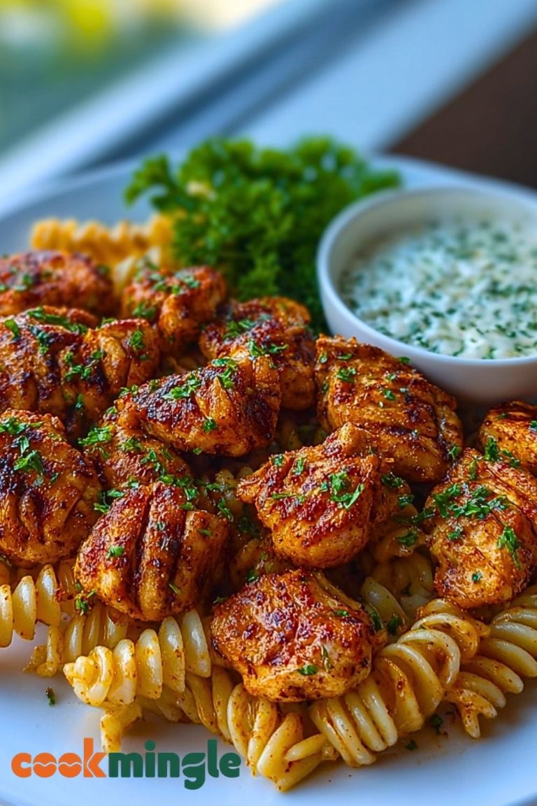Cajun Chicken Bites with Creamy Garlic Herb Alfredo Twists