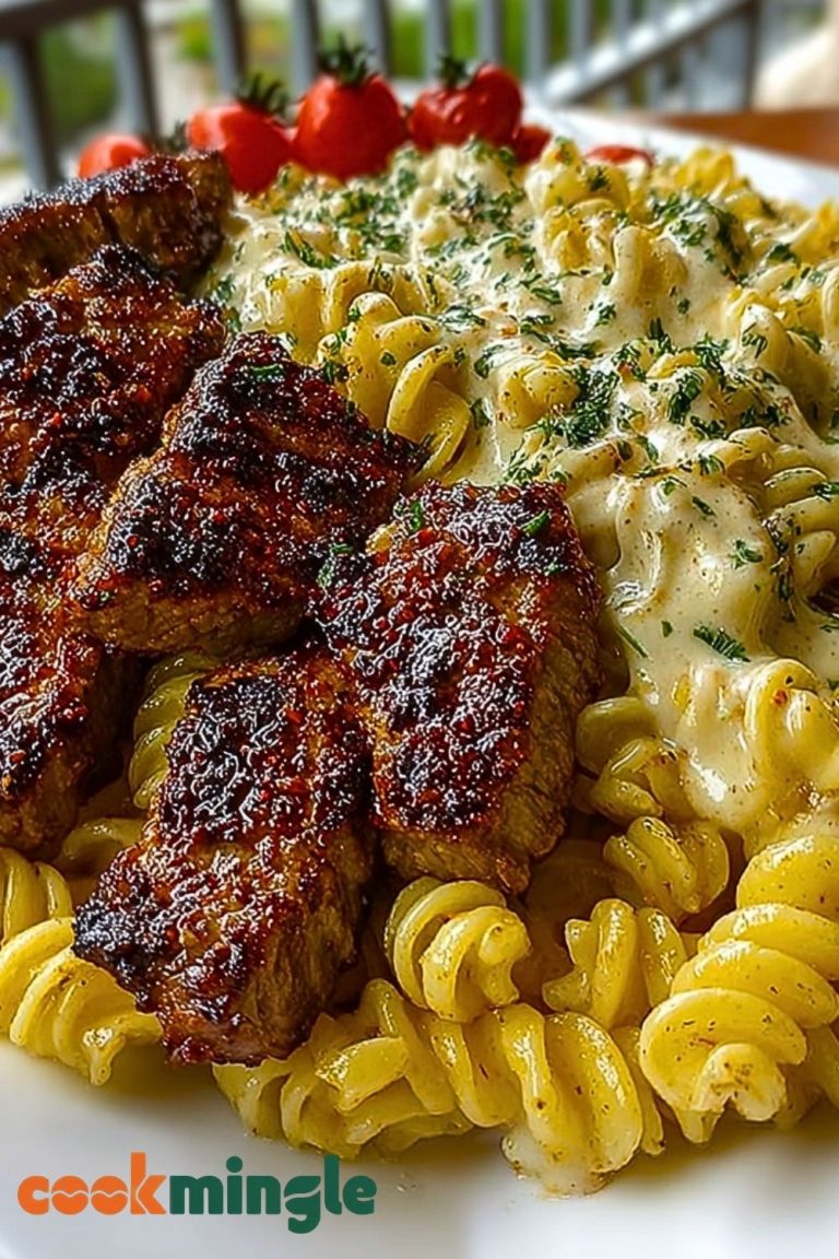 Cheesy Cajun Steak Pasta with Garlic Parmesan Sauce
