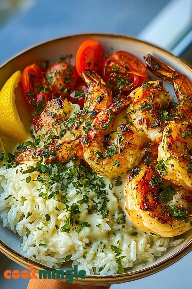 Creamy Herb Rice with Garlic Butter Shrimp Bowl Recipe