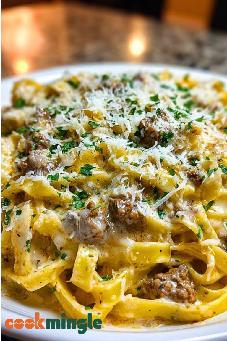 Creamy Parmesan Beef Fettuccine with Garlic Butter Sauce