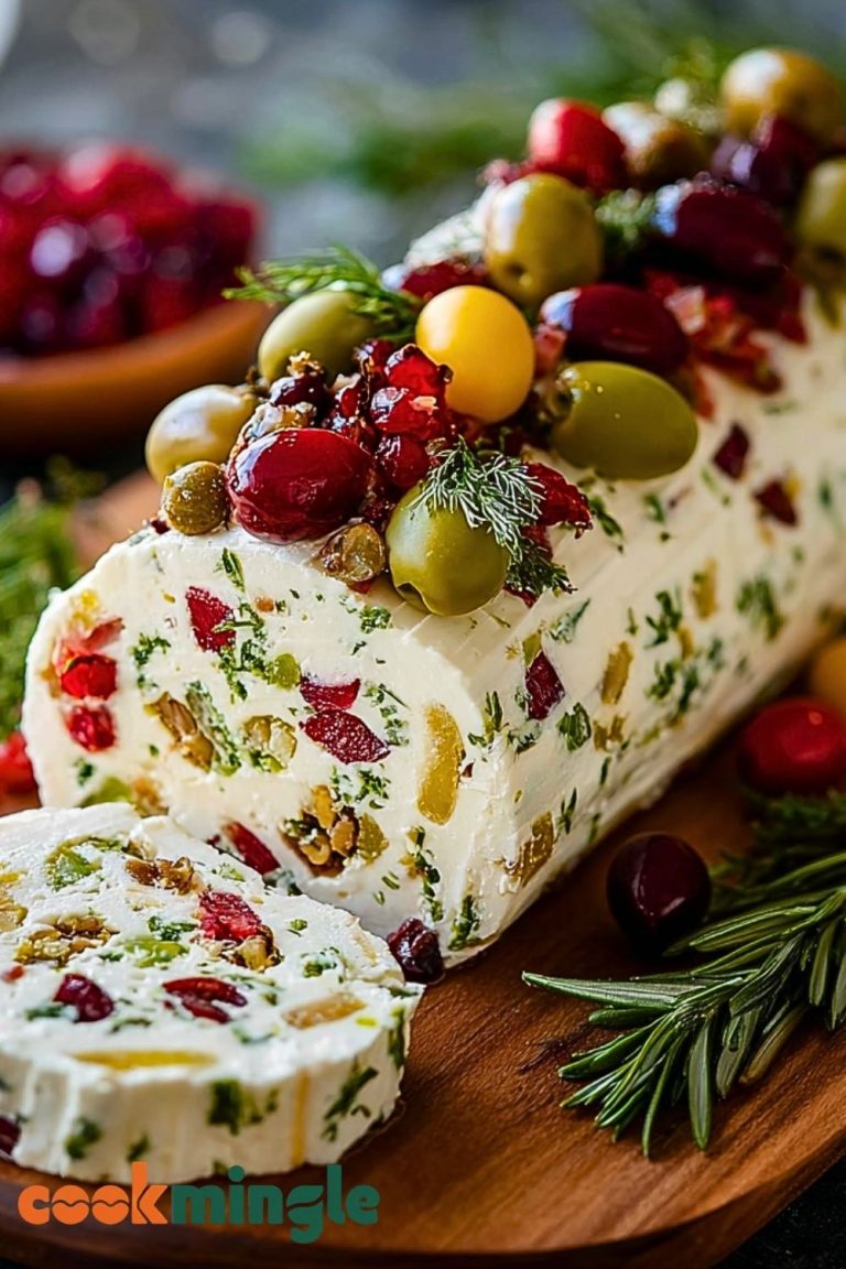 Festive Holiday Antipasto Cream Cheese Log