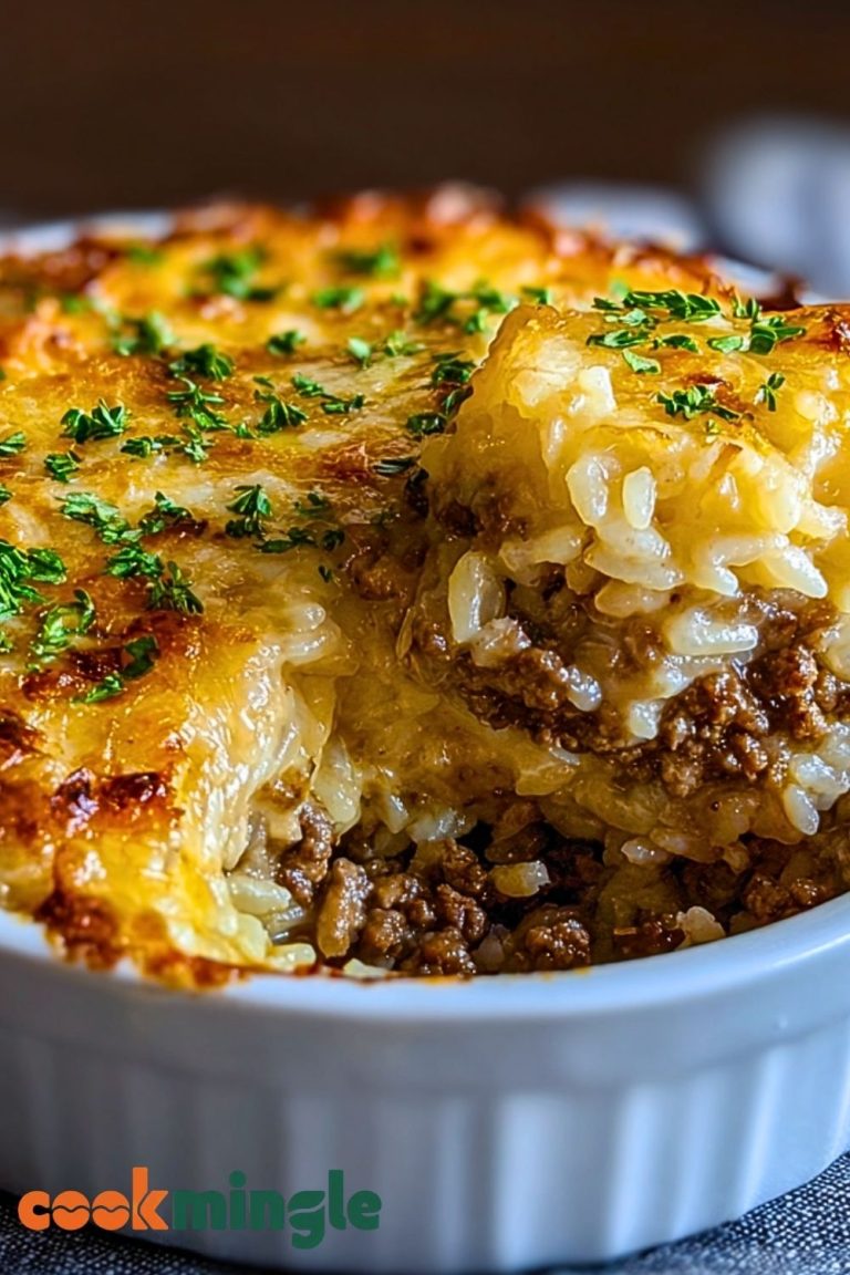 French Onion Ground Beef and Rice Casserole