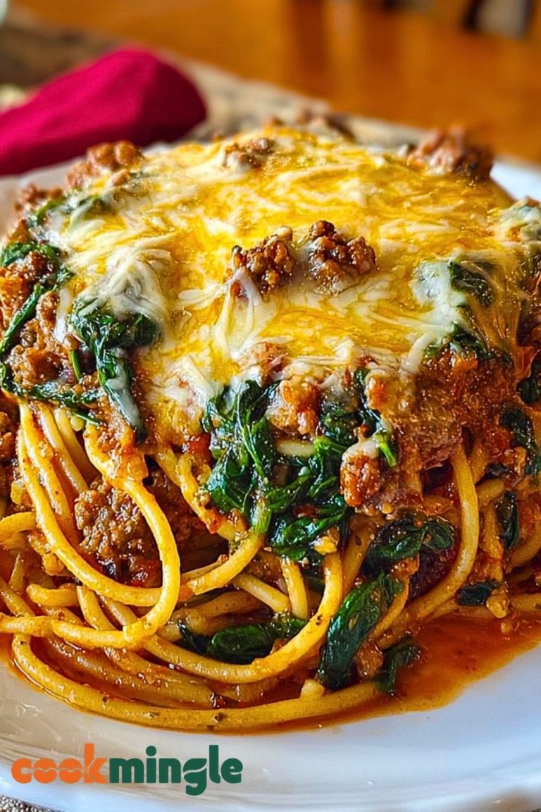 Garlic Butter Spaghetti with Cheesy Italian Sausage and Spinach