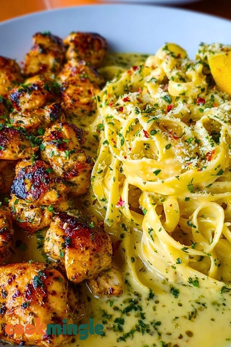 Golden Garlic Butter Chicken with Creamy Parmesan Linguine