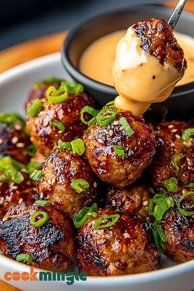 Korean BBQ Meatballs with Spicy Mayo Dip