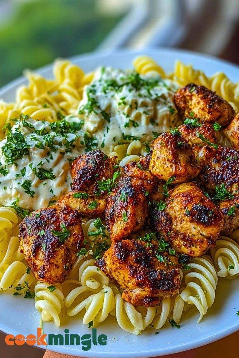 Lemon Cajun Chicken Bites with Creamy Garlic Herb Alfredo Twists