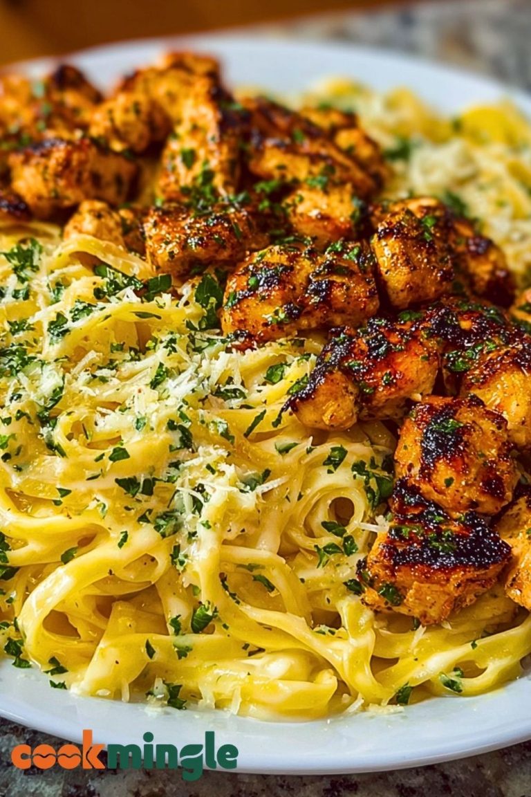 Lemon Garlic Butter Chicken Bites with Savory Parmesan Linguine