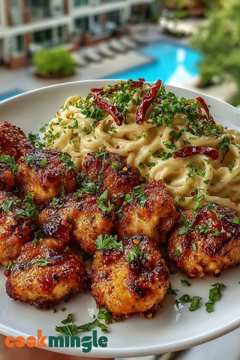 Maple Garlic Chicken Bites with Spicy Cajun Alfredo