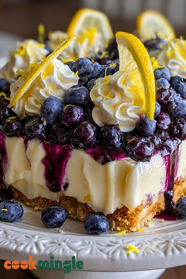 No-Bake Lemon dazzling Blueberry cream Cake