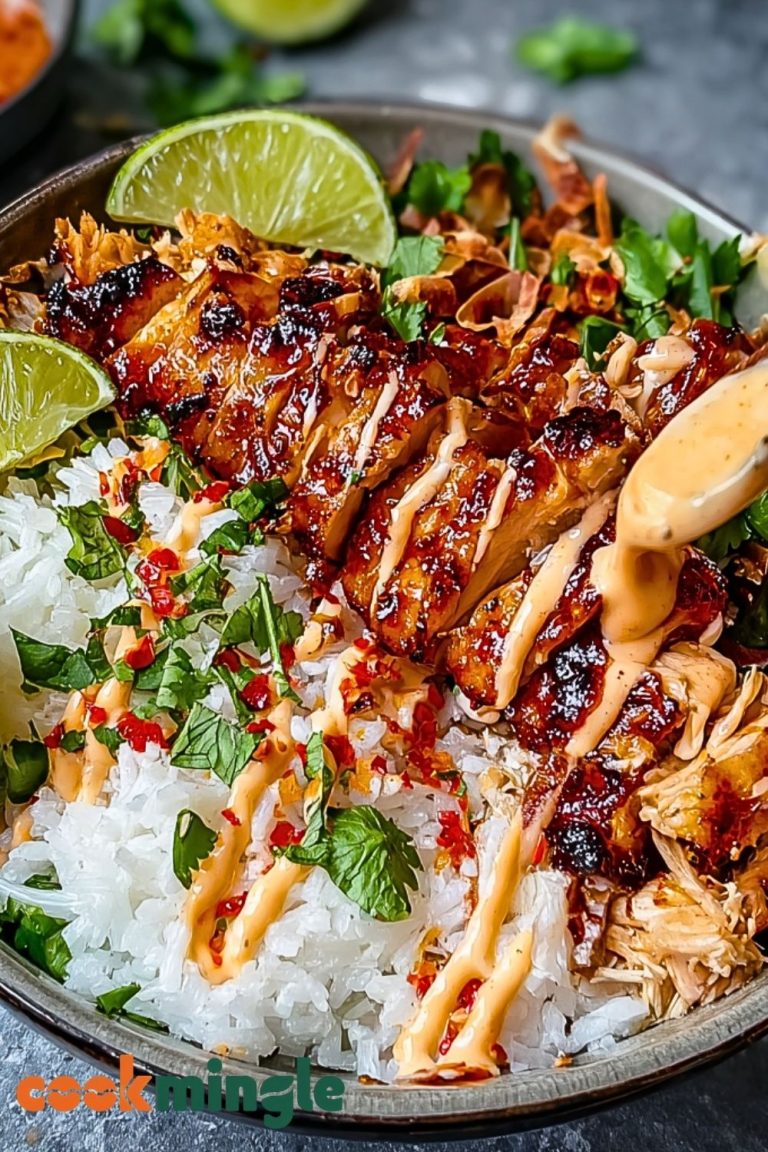 Sweet Chili Chicken Bowl with Coconut Lime Drizzle