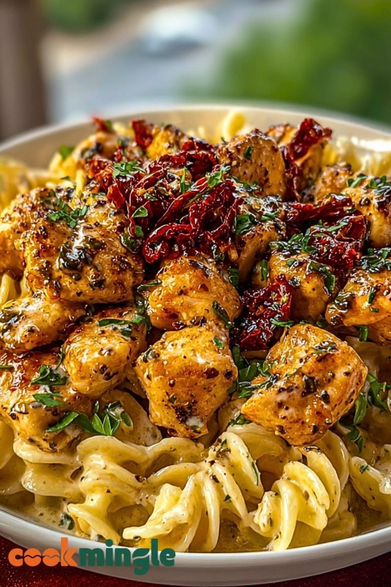 Tuscan Garlic Chicken Bites & Sun-Dried Tomato Cajun Alfredo Pasta