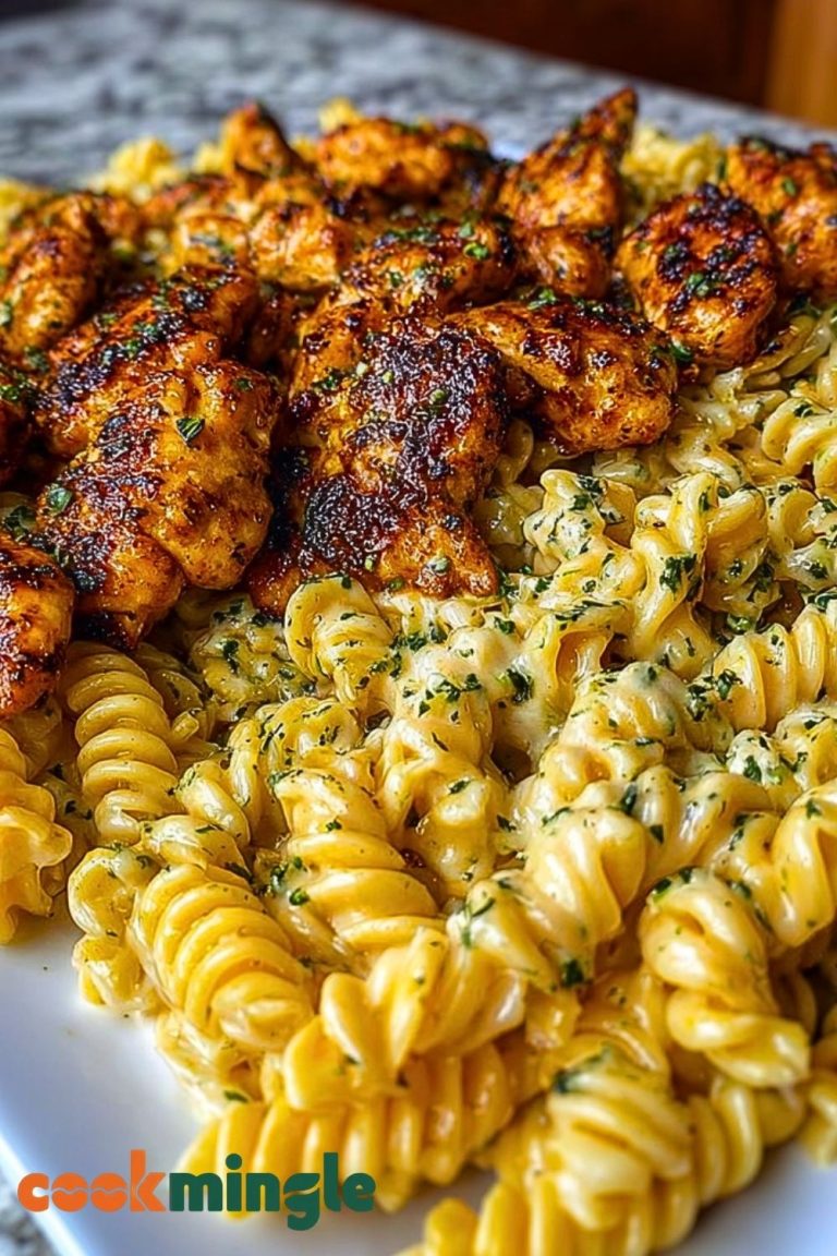 Cajun Garlic Butter Chicken with Creamy Parmesan Twisted Pasta