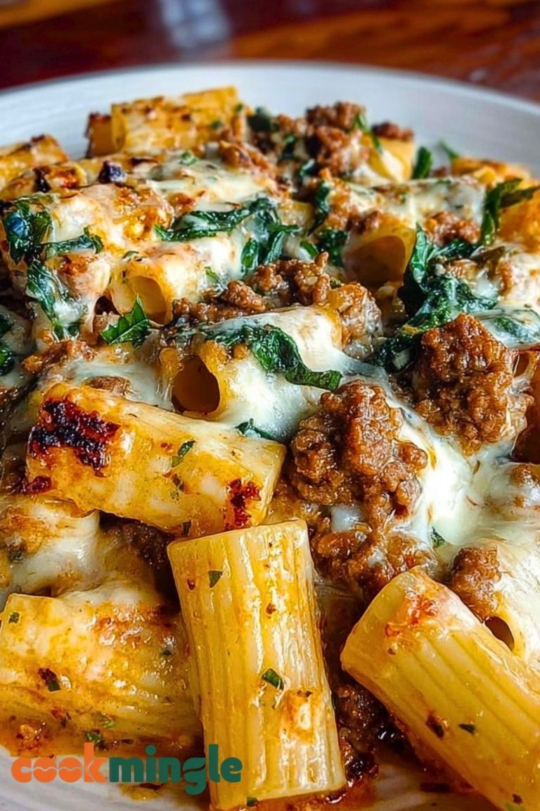 Cheesy Beef and Italian Sausage Rigatoni in Garlic Butter Sauce
