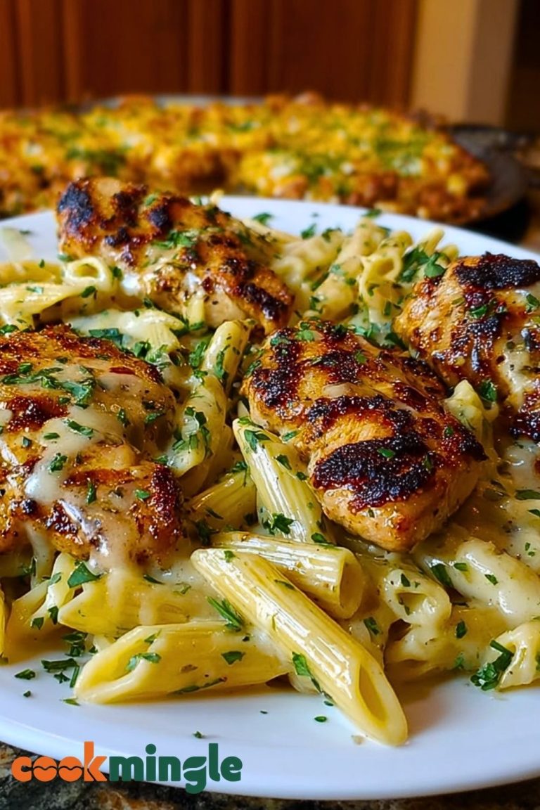 Cheesy Penne and Cajun Chicken in Garlic Parmesan Cream