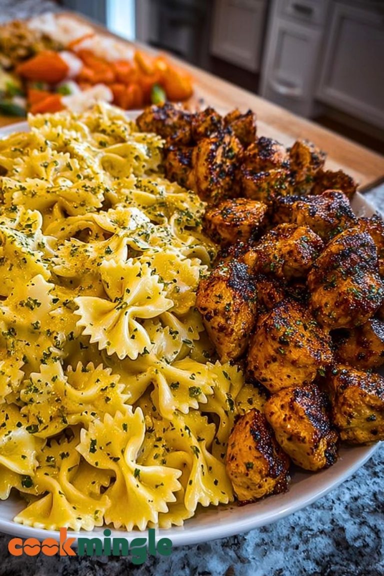 Chicken Creamy Velveeta Bowtie Pasta with Mozzarella Garlic Sauce