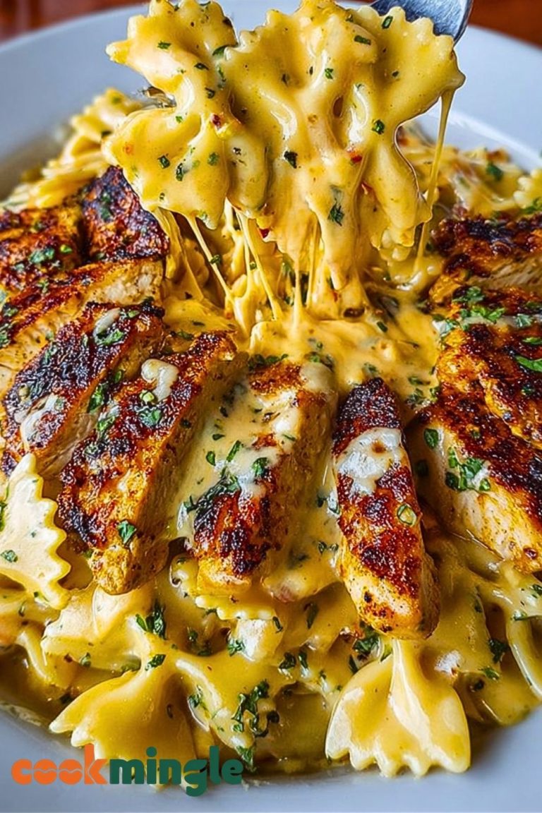Creamy Cajun Chicken Bowtie Pasta with Garlic Cheese Sauce