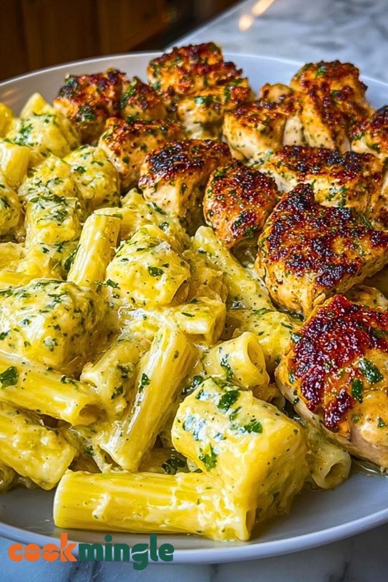 Creamy Garlic Parmesan Chicken with Cheesy Penne Pasta