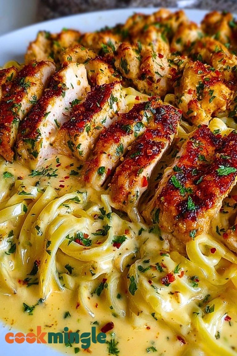 Creamy Mozzarella Chicken Linguine in Garlic Cajun Butter