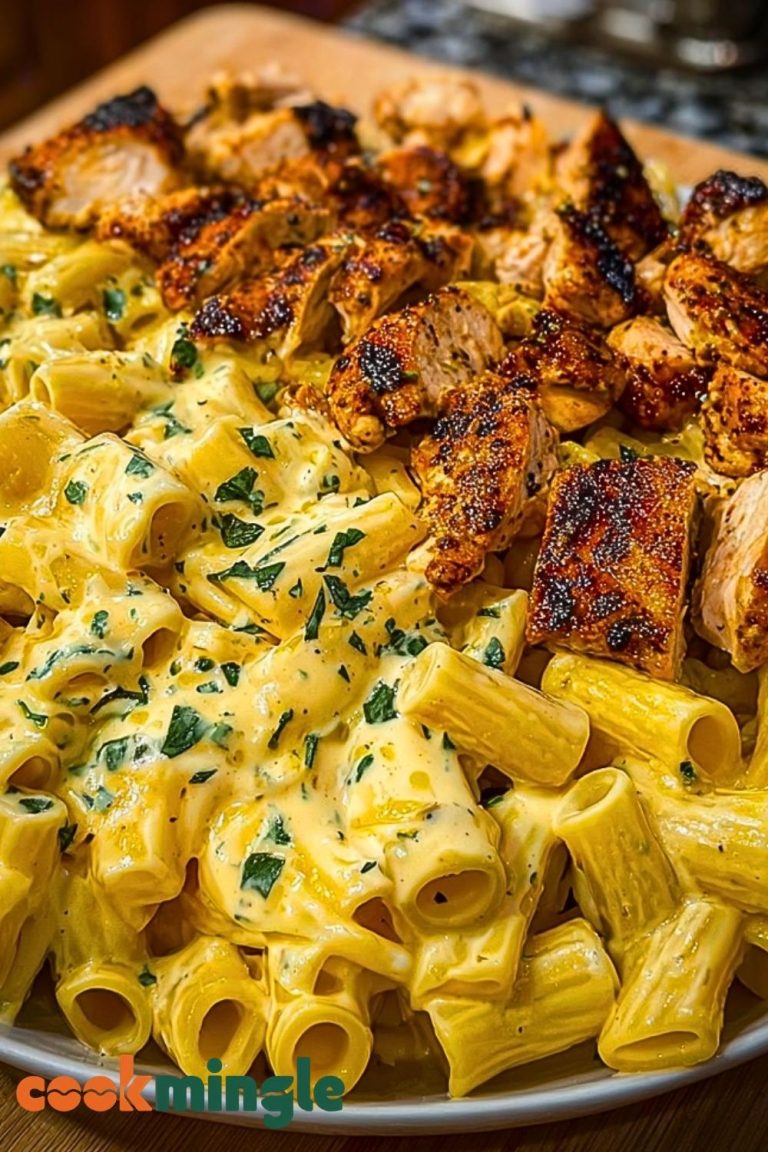 Creamy Velveeta Chicken Rigatoni with Mozzarella Garlic Sauce