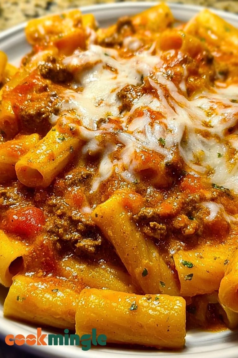 Creamy Velveeta Rigatoni with Italian Beef Marinara