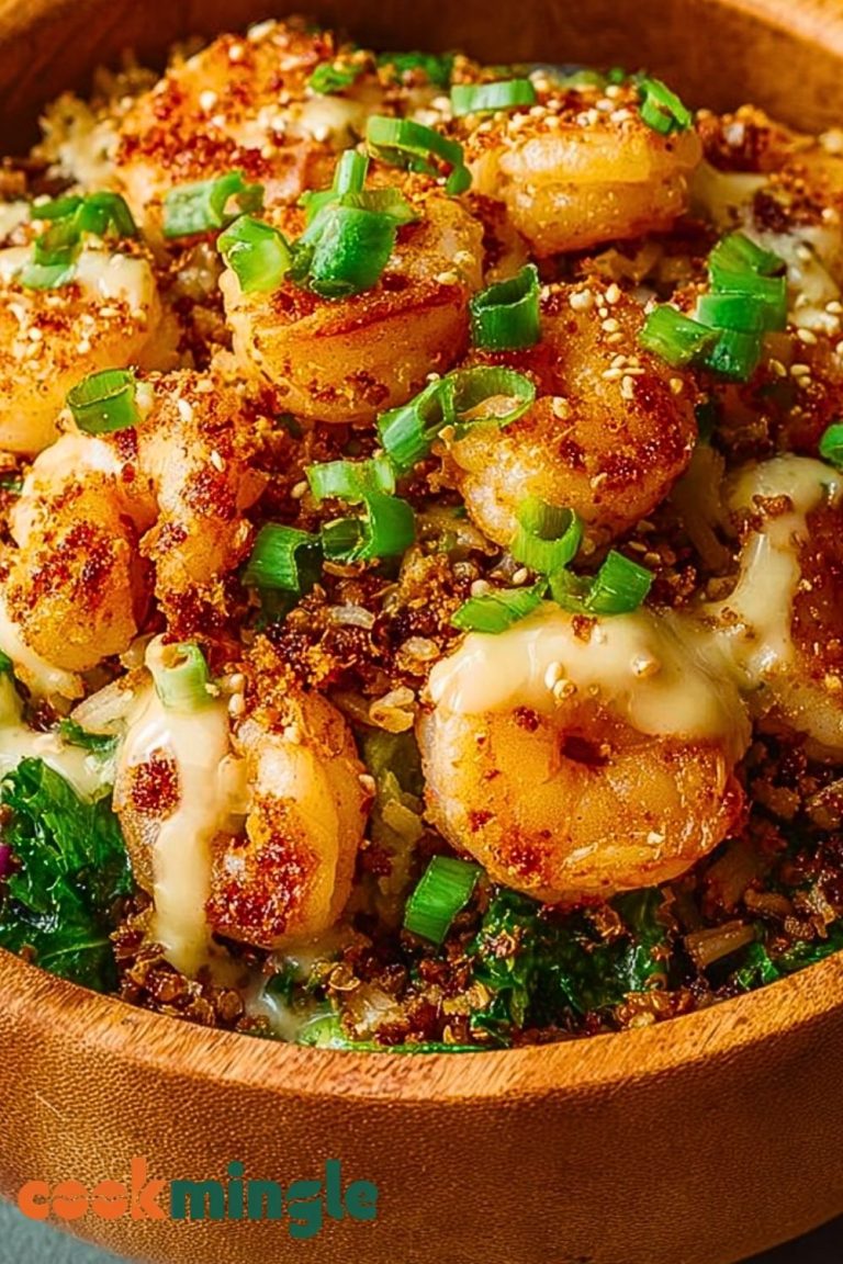 Garlic Shrimp Salad with Crispy Rice & Sesame Dressing