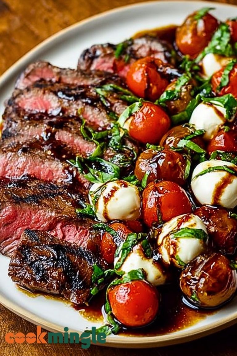 Grilled Flank Steak Caprese with Balsamic Dressing