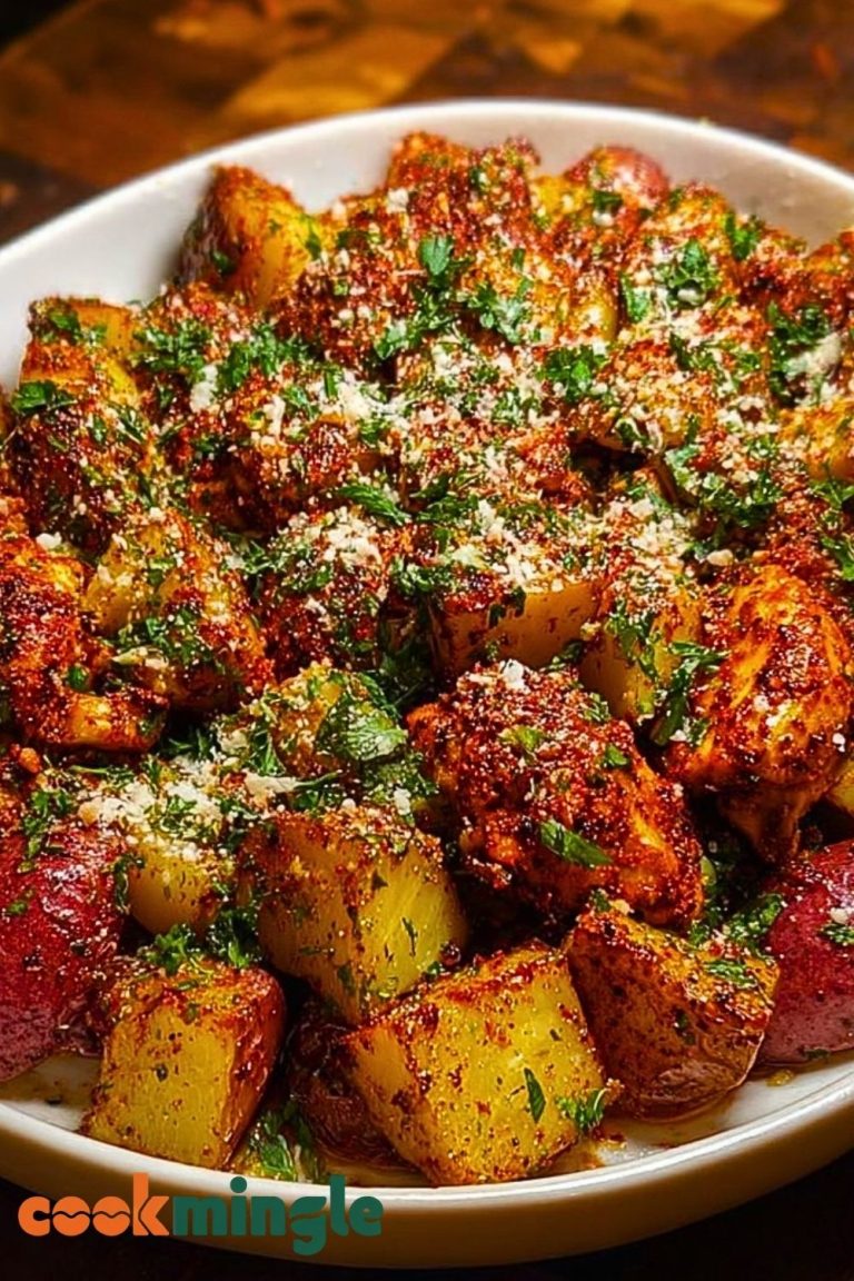 Oven-Roasted Cajun Chicken and Garlic Potatoes with Parmesan